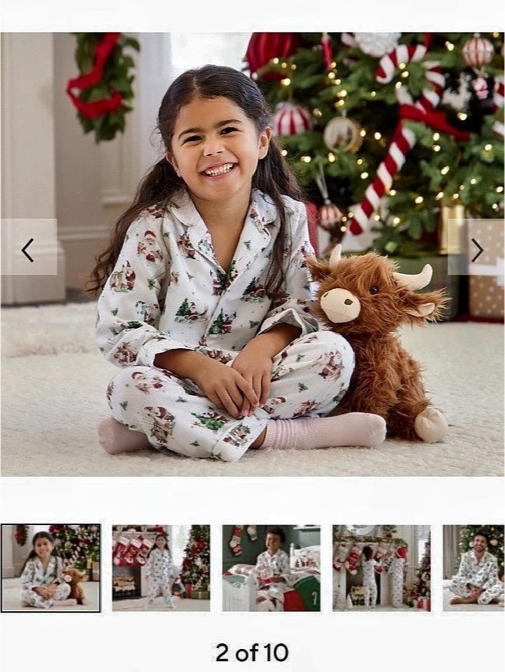 Pottery Barn Kids Holly Jolly Santa Flannel Kid Pajama Set Pajama Set Pink & Red